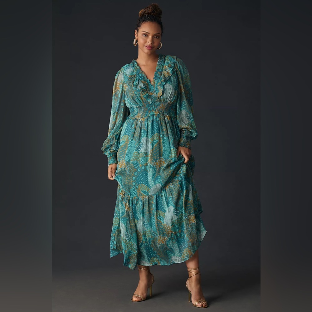 Beautiful Anthropologie Turquoise Maxi Dress